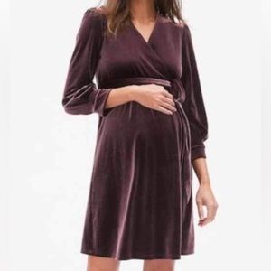 GAP MATERNITY | plum purple velvet dress, size large